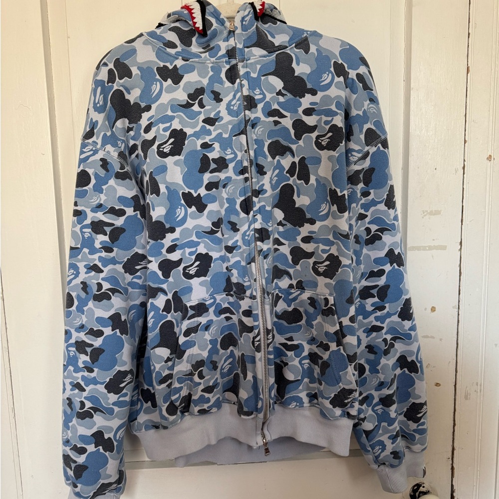 Bape Blue Camo Zip-Up Hoodie